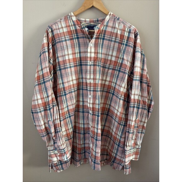 Proper Cloth Mens Shirt XXL Orange Blue Plaid Button Down Long Sleeve Casual - Picture 1 of 6